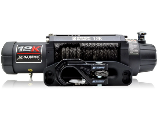 Carbon 12K 12000lb Electric Winch With Black Rope & Hook VER. 3